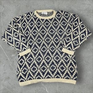 Vintage Knit Sweater Diamond Pattern Geometric Across America by Knit Maven